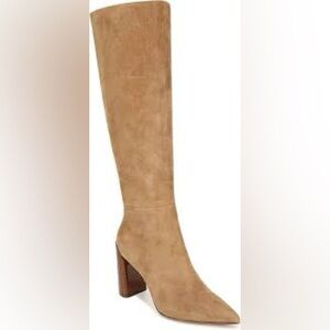Vince Suede Mid-Calf Pointed Toe Block Heel Boots 7 EU37 Retail $598